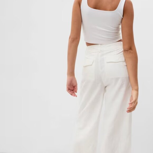 GAP White Pleated Linen Trouser Pants Size 6 / 28" - Picture 6 of 9